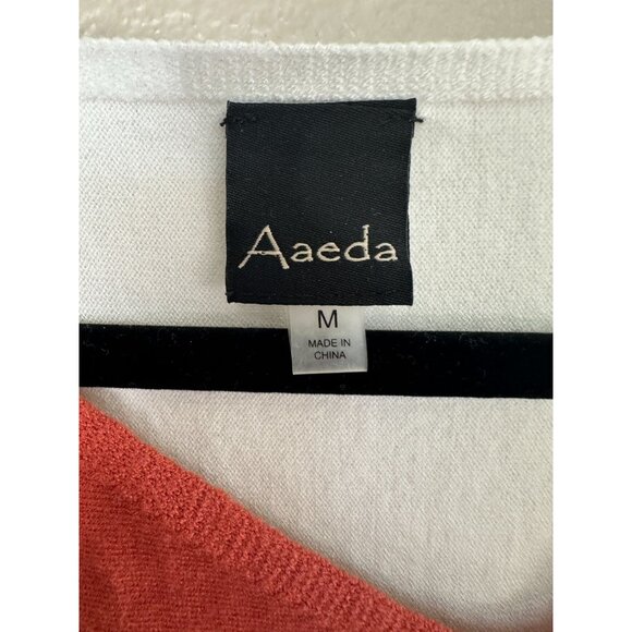 Aaeda Womens White Rust Sweater M long‎ sleeve lightweight rayon pullover - Picture 6 of 6